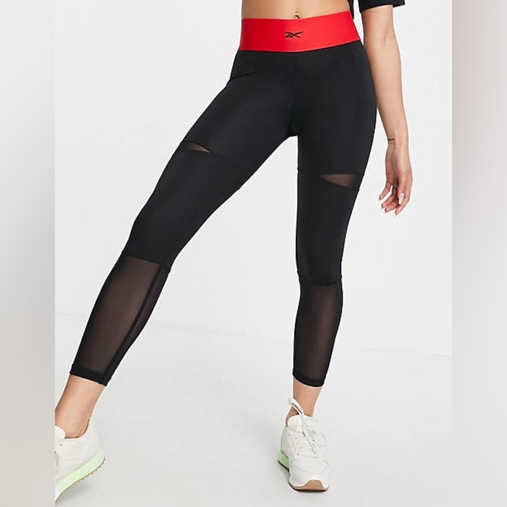 Reebok x Cardi B Black Mesh Insert Logo Leggings